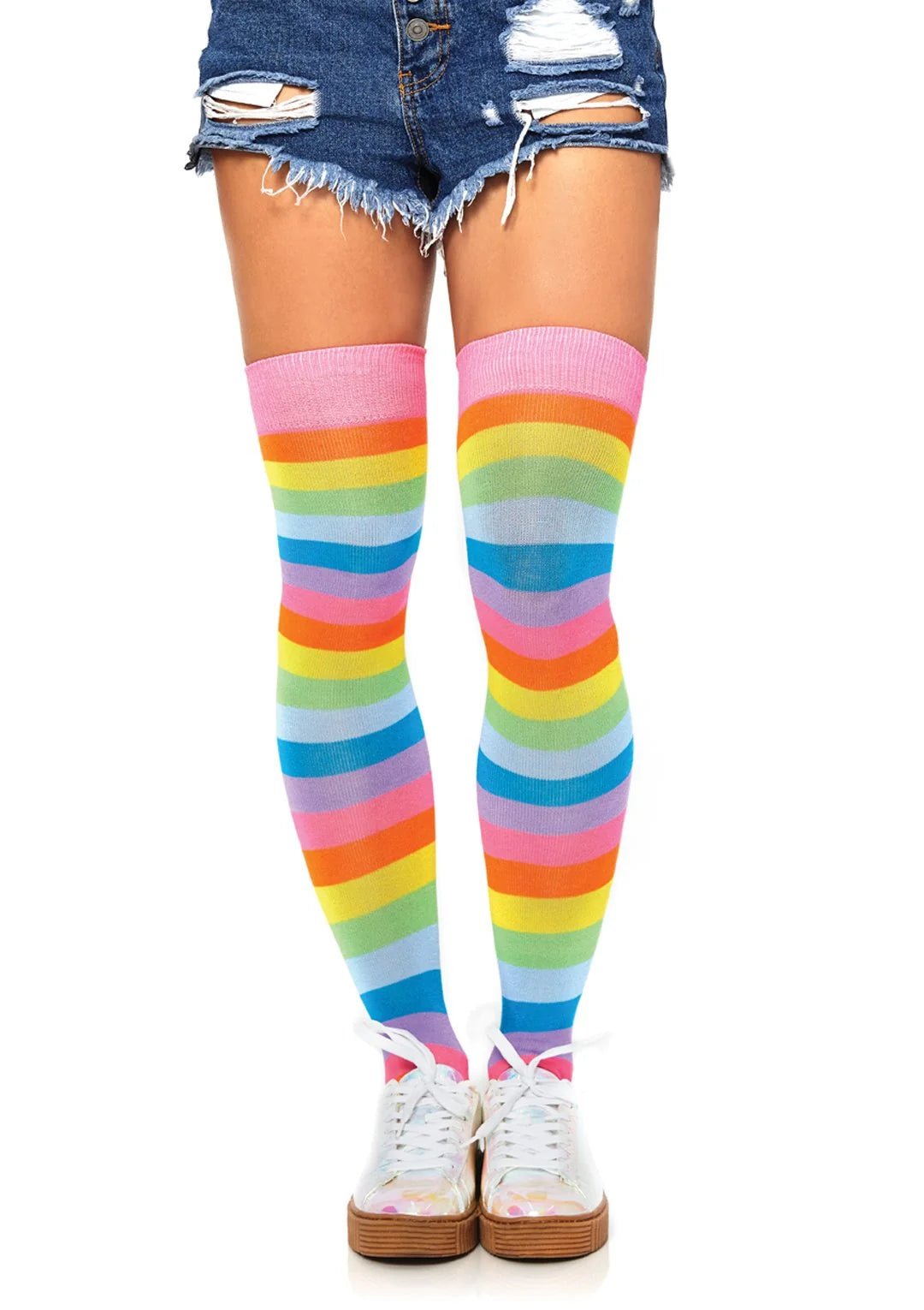 Leigh Rainbow Thigh High Stockings