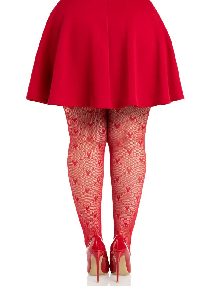 Valentina Heart Net Tights = Plus Size