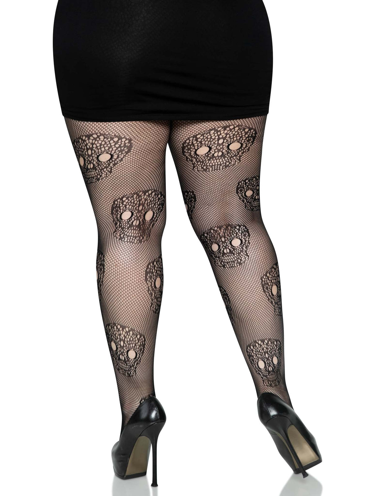 Calavera Lace Skull Tights - Plus Size