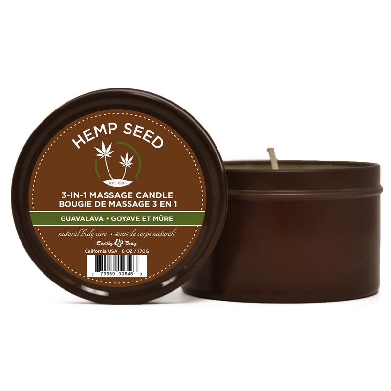 3 in 1 Round Tin Massage Candle 6.8 oz. Guavalava