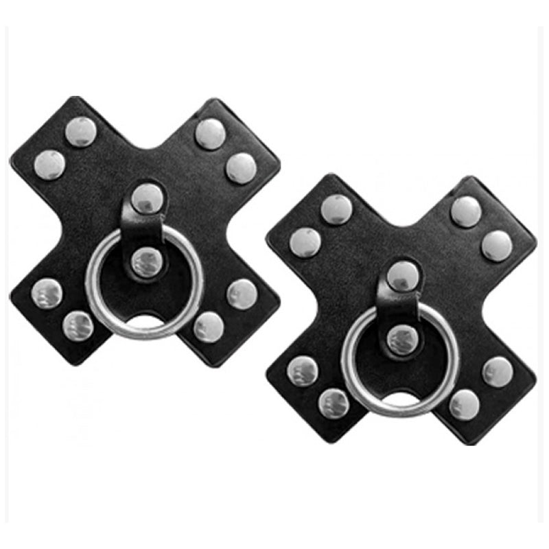Seducer Leather Pasties with Ring Black