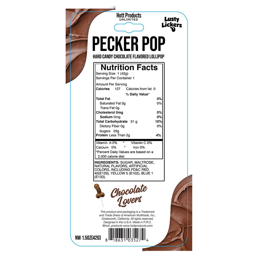 Lusty Lickers Pecker Pop Chocolate