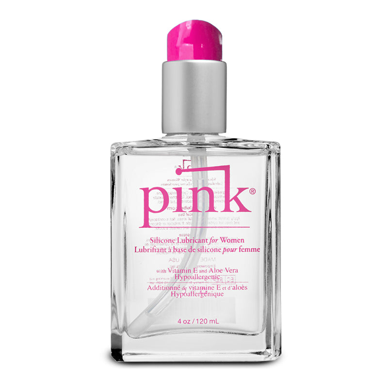 4 oz Pink Silicone Lube Glass Bottle (Unicarton)