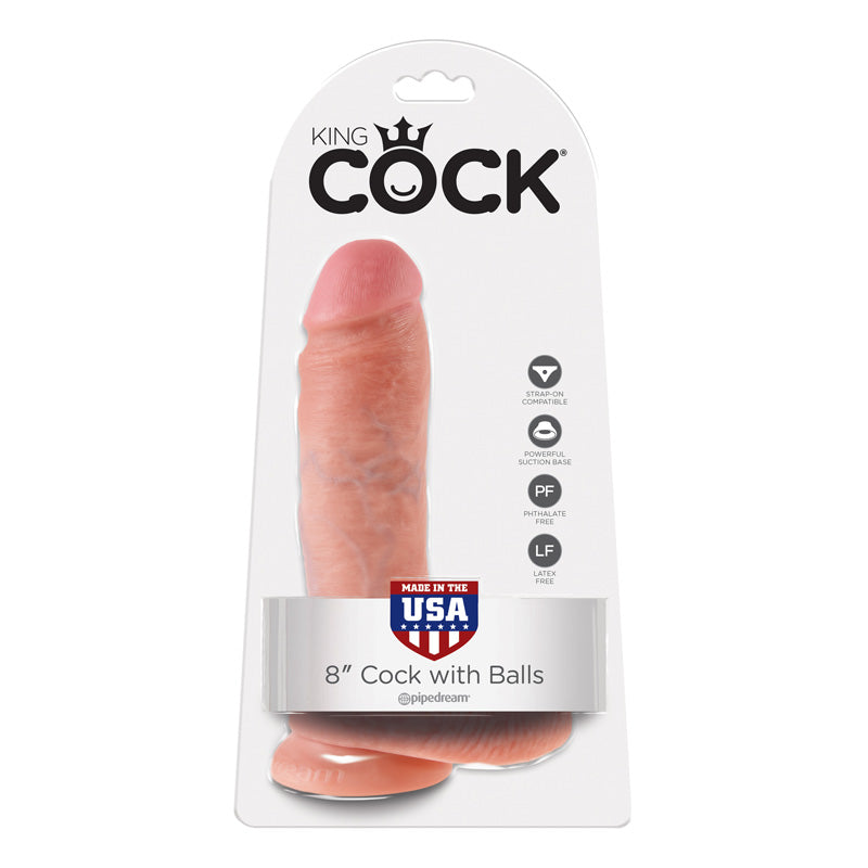 King Cock 8" Cock with Balls Beige