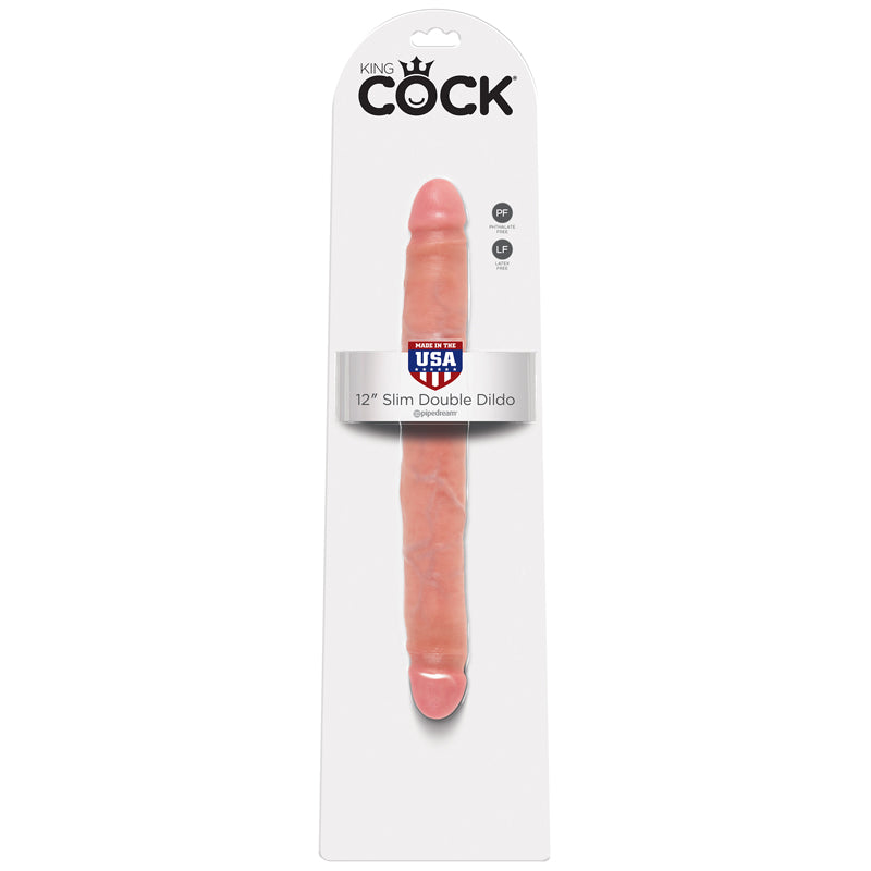 King Cock 12 Slim Double Dildo Beige