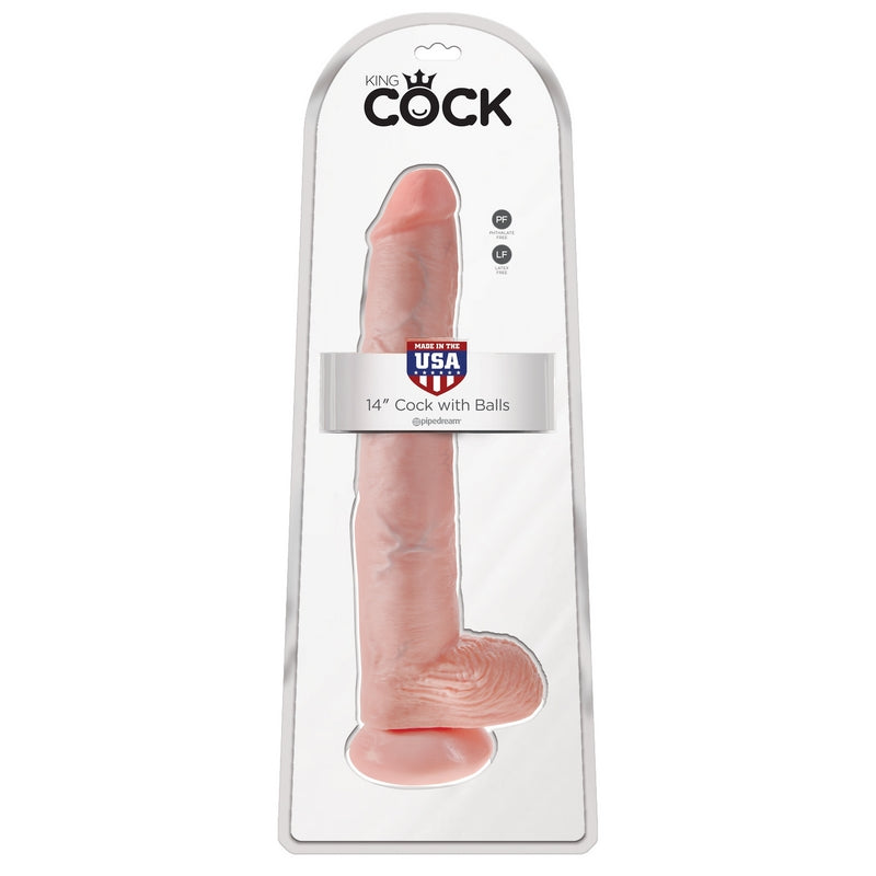 King Cock 14" Cock with Balls Beige