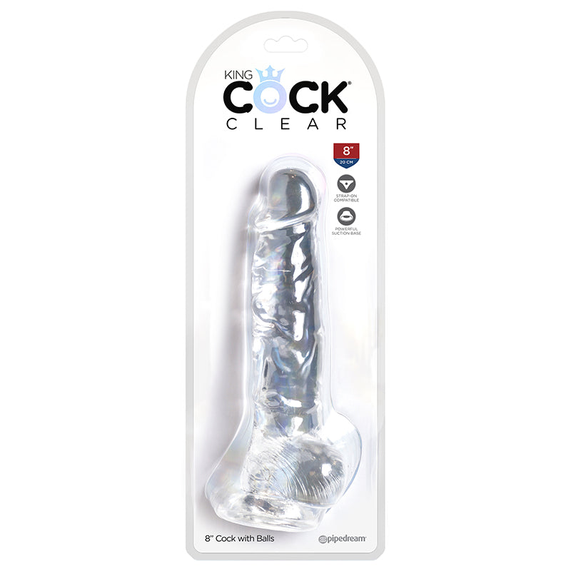 King Cock Clear 8" Cock With Balls