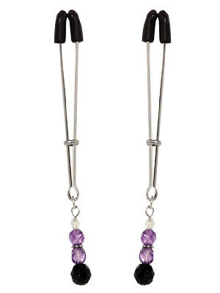 Nipple Clips Tweezer Style with Purple Beads SPF-106