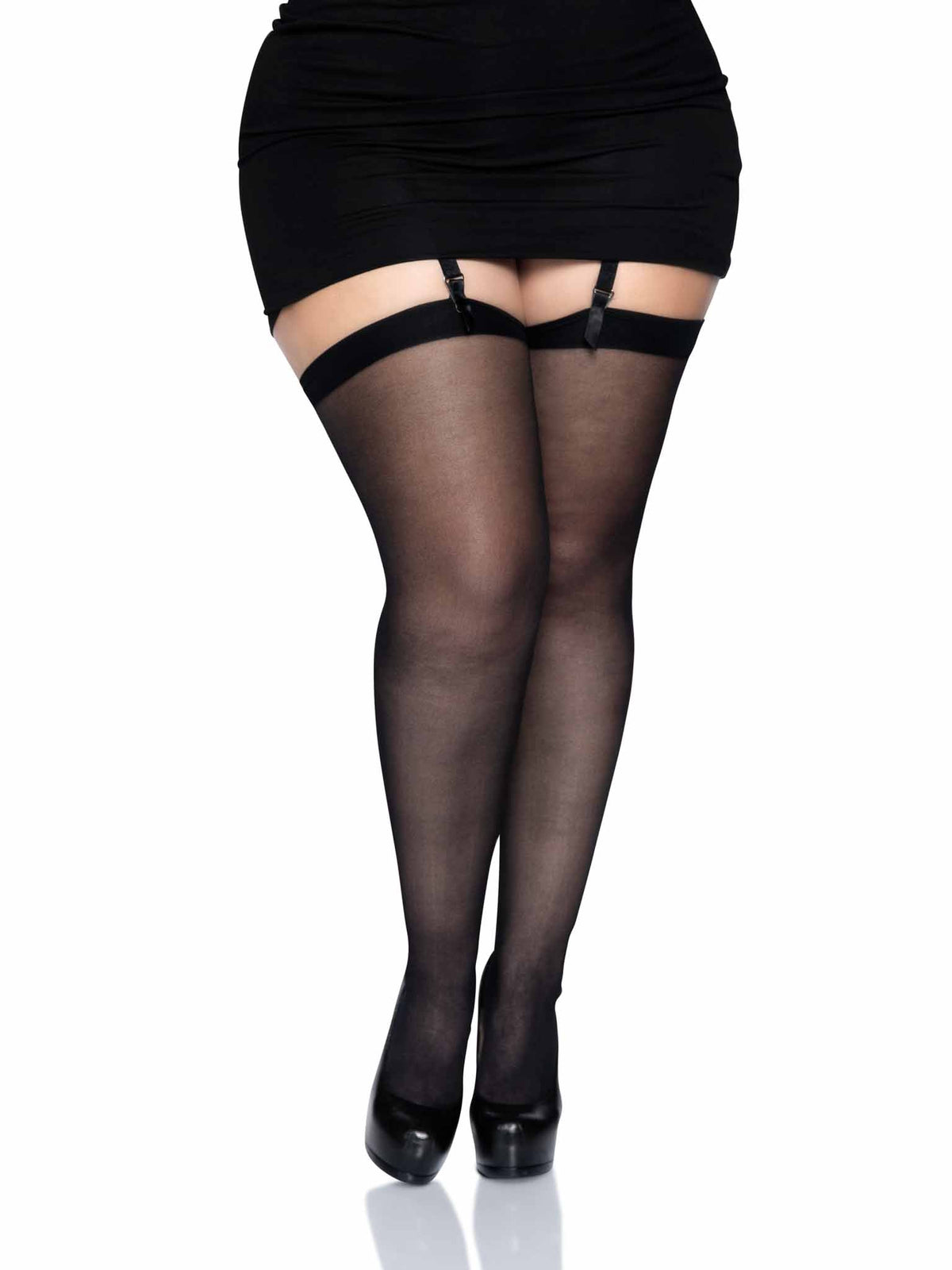 Lynn Sheer Backseam Stockings - Plus Size