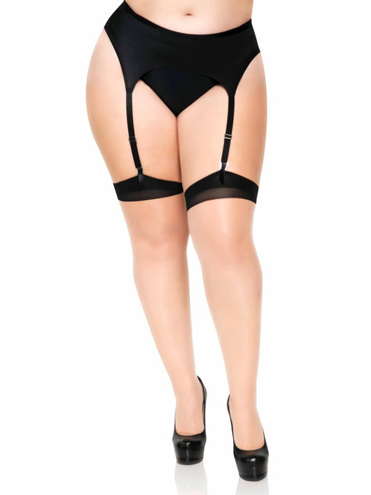 Grace Cuban Contrast Heel Stockings - Plus Size