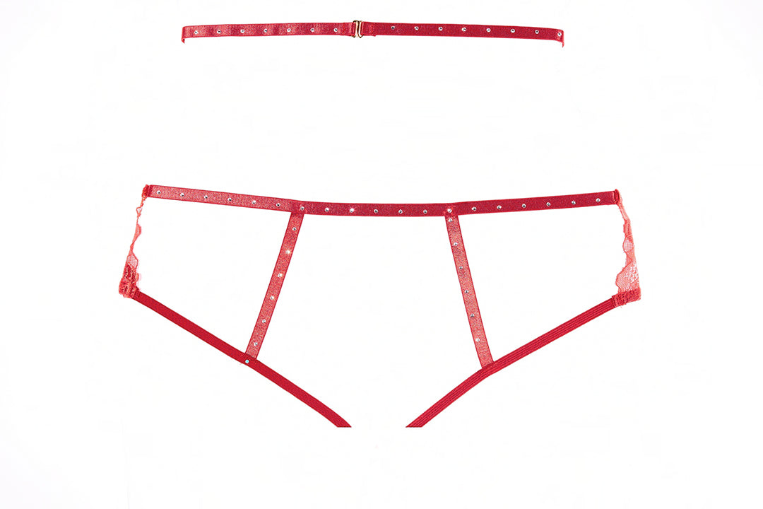 Charlotte Garter Panty - Red