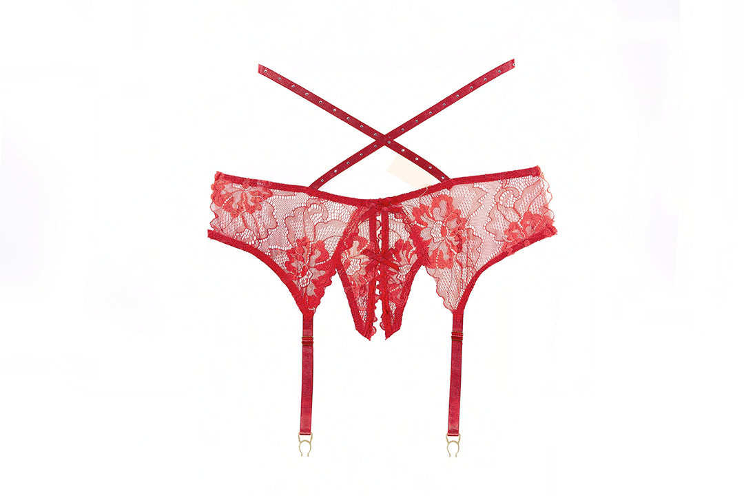 Charlotte Garter Panty - Red