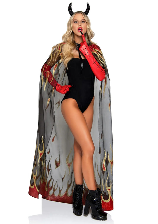 Devil Costume Glitter Cloak & Horns