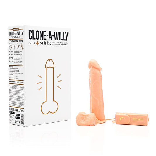 Vibrating Clone-A-Willy With BALLS Light Tone