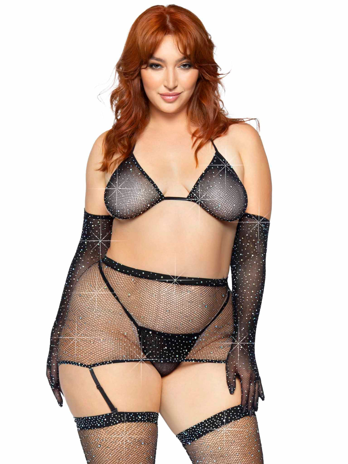 Risk Taker Rhinestone Bra Set - Plus Size