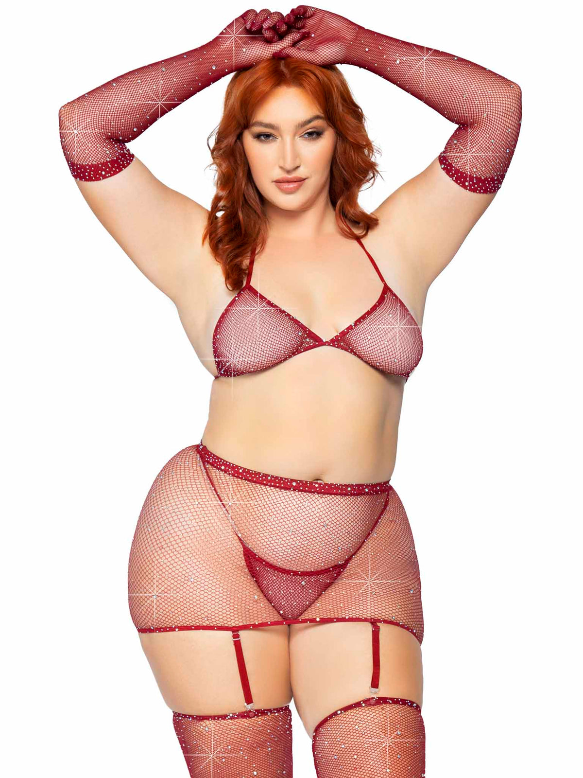 Risk Taker Rhinestone Bra Set - Plus Size