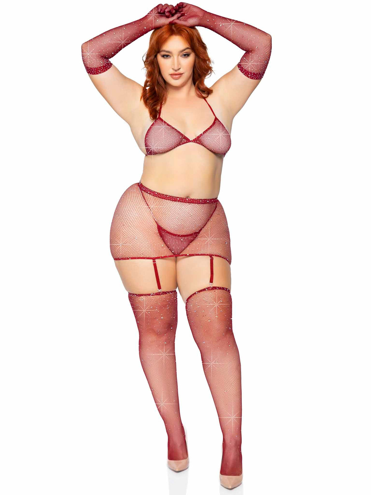 Risk Taker Rhinestone Bra Set - Plus Size