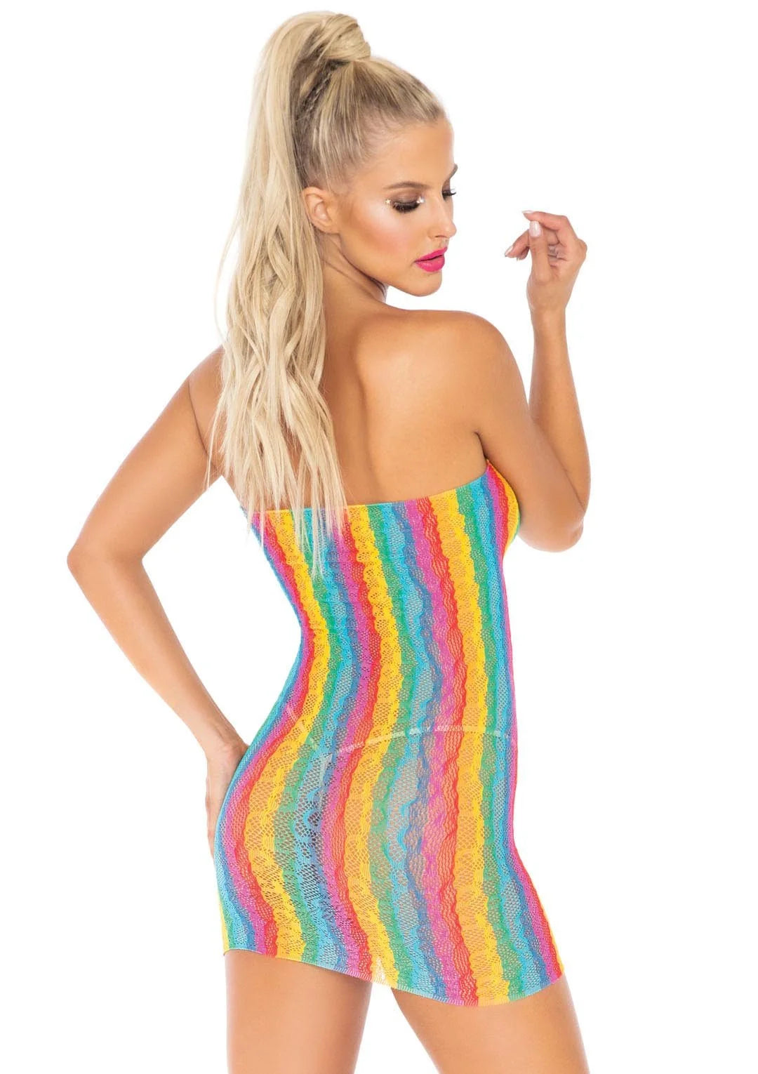 Rainbow Leopard Lace Tube Dress