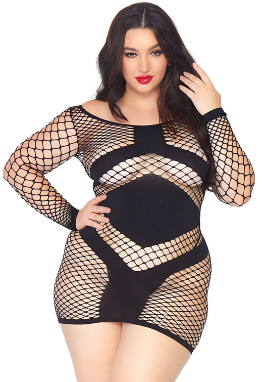 Take Charge Fishnet Dress - Plus Size