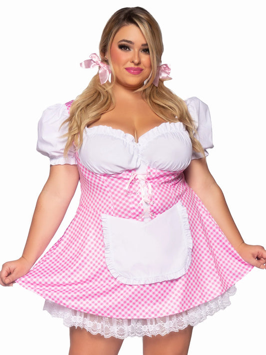 Gingham Dress With Apron - Plus Size