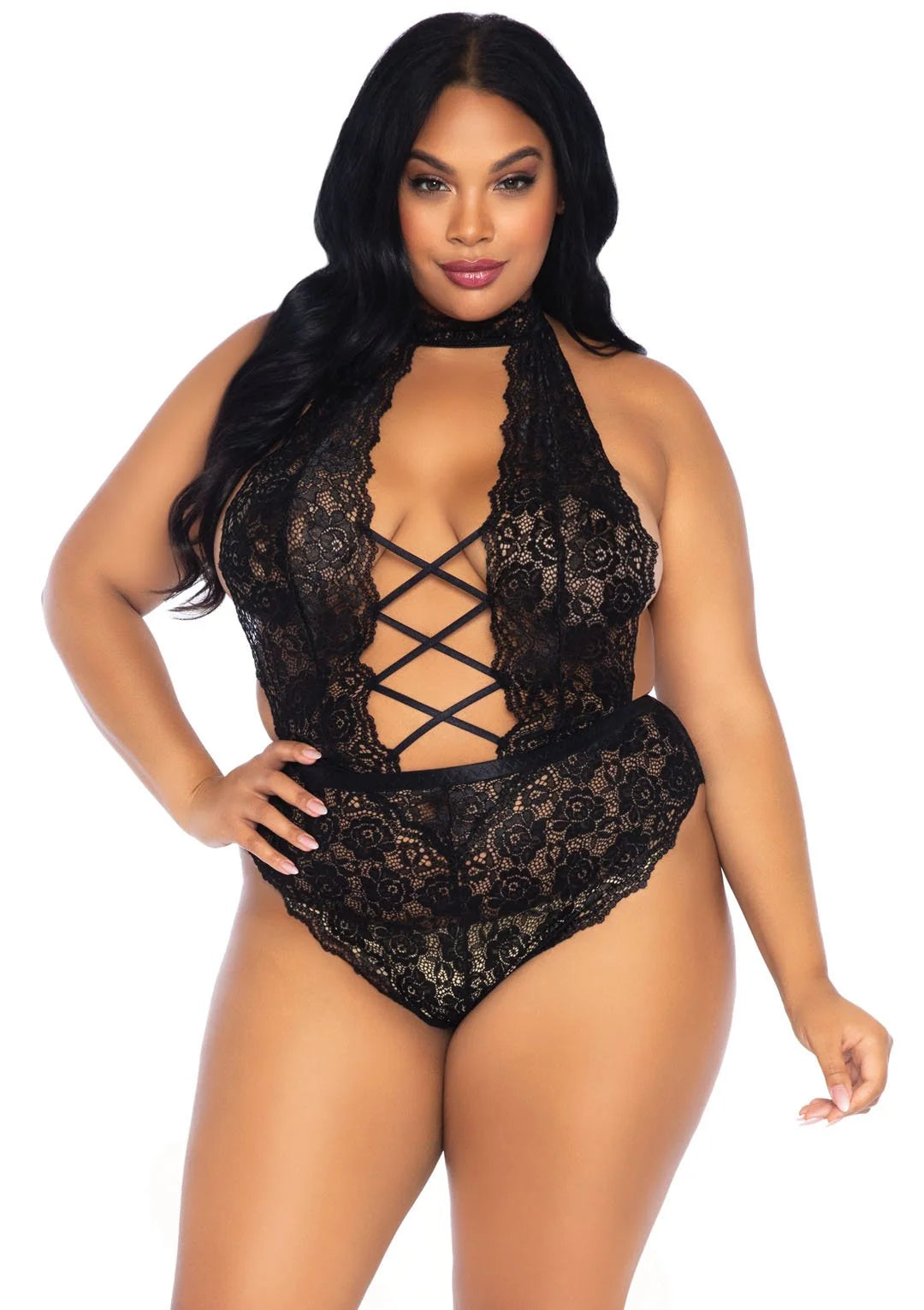 Insatiable Crotchless Lace Teddy - Plus Size