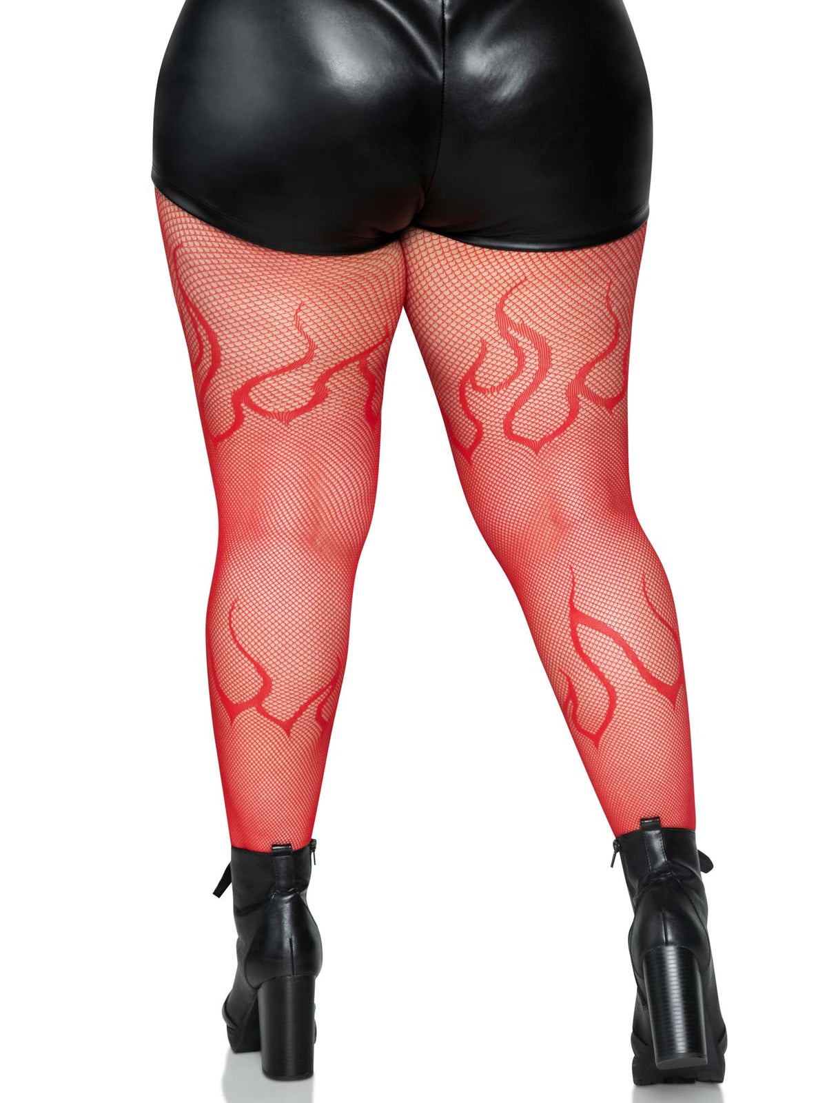 Flame Fishnet Tights - Plus Size