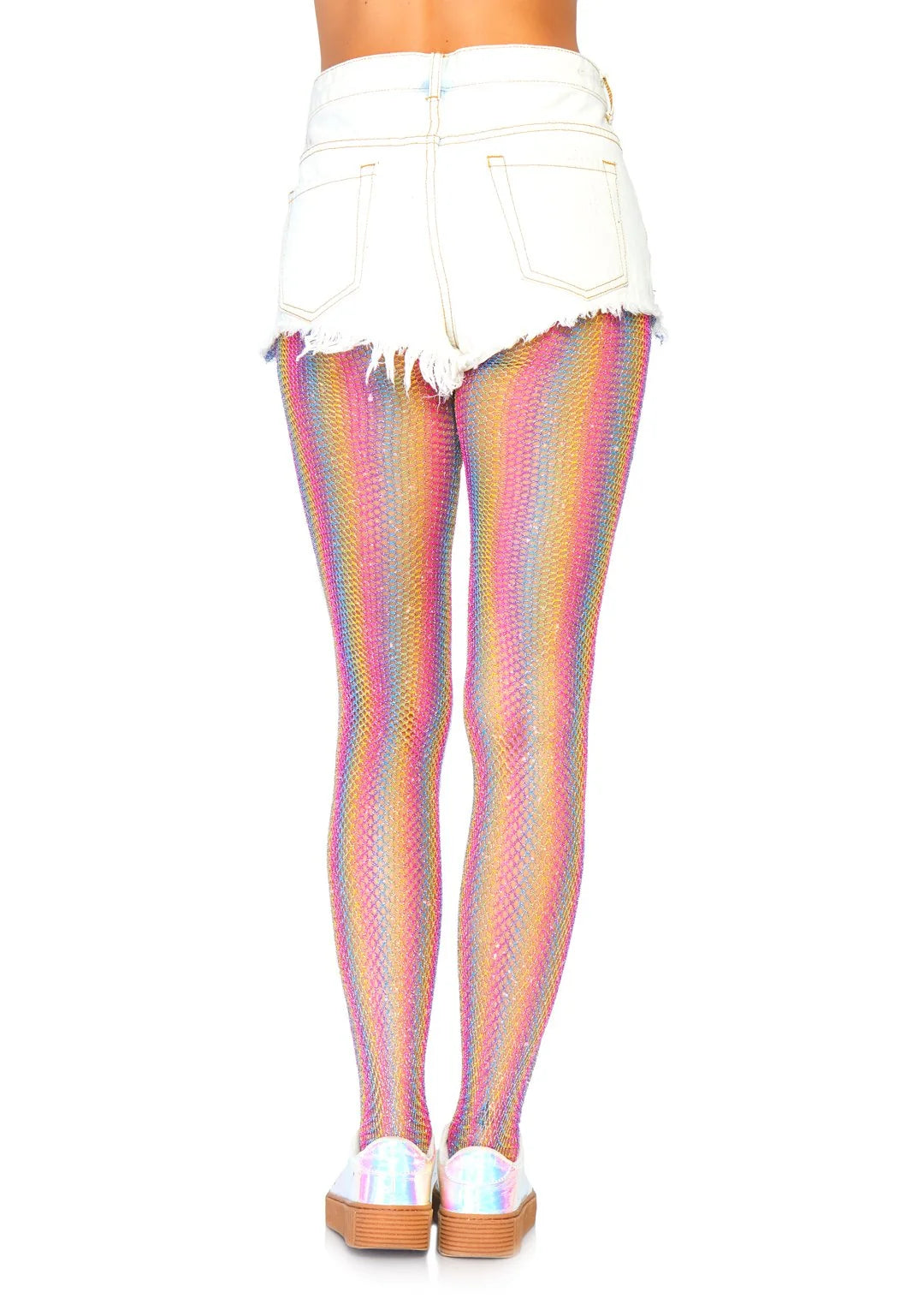 Nova Rainbow Striped Fishnet Tights