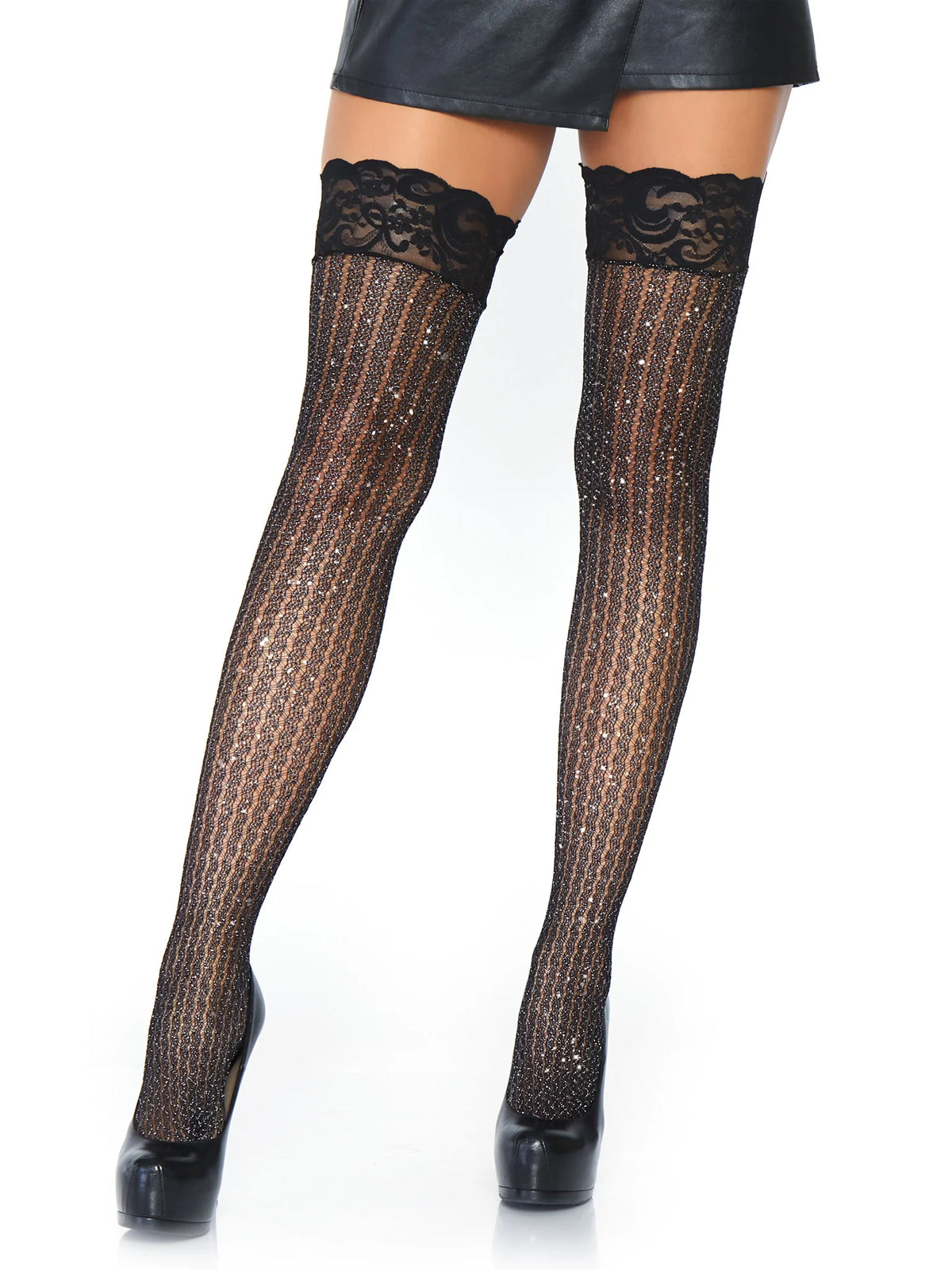 Ash Cable Net Thigh Highs