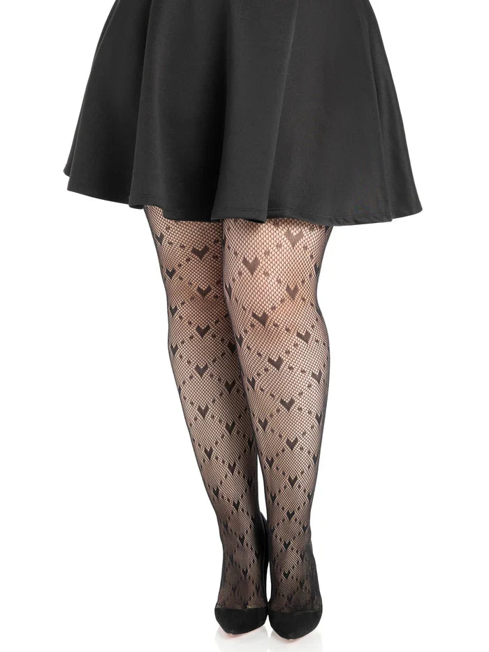 Valentina Heart Net Tights = Plus Size