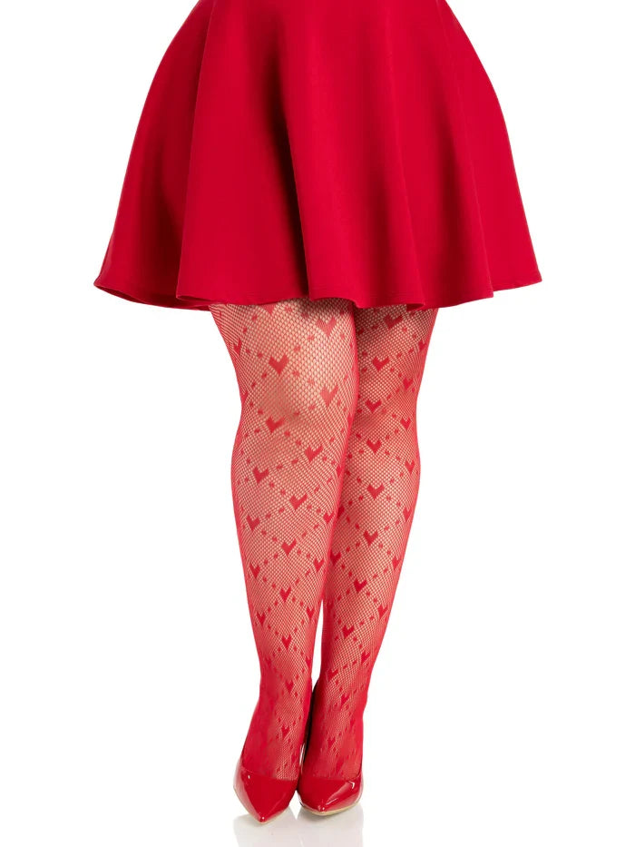 Valentina Heart Net Tights = Plus Size