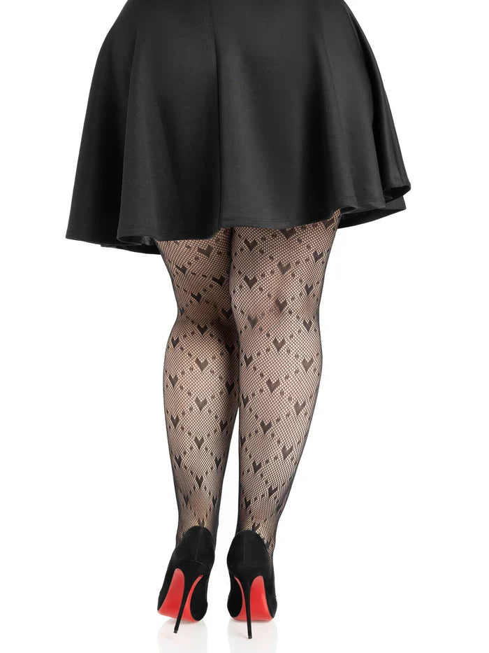 Valentina Heart Net Tights = Plus Size