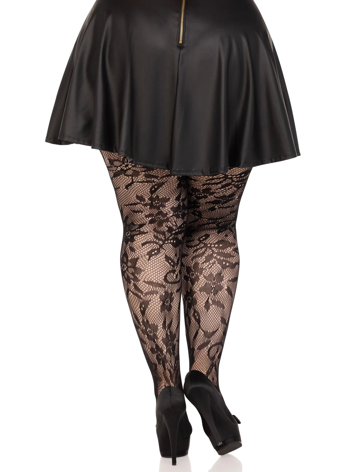 Chantilly Floral Lace Tights - Plus Size