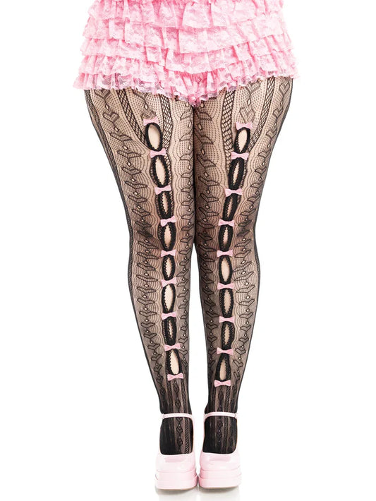 Sweetheart Striped Tights - Plus Size