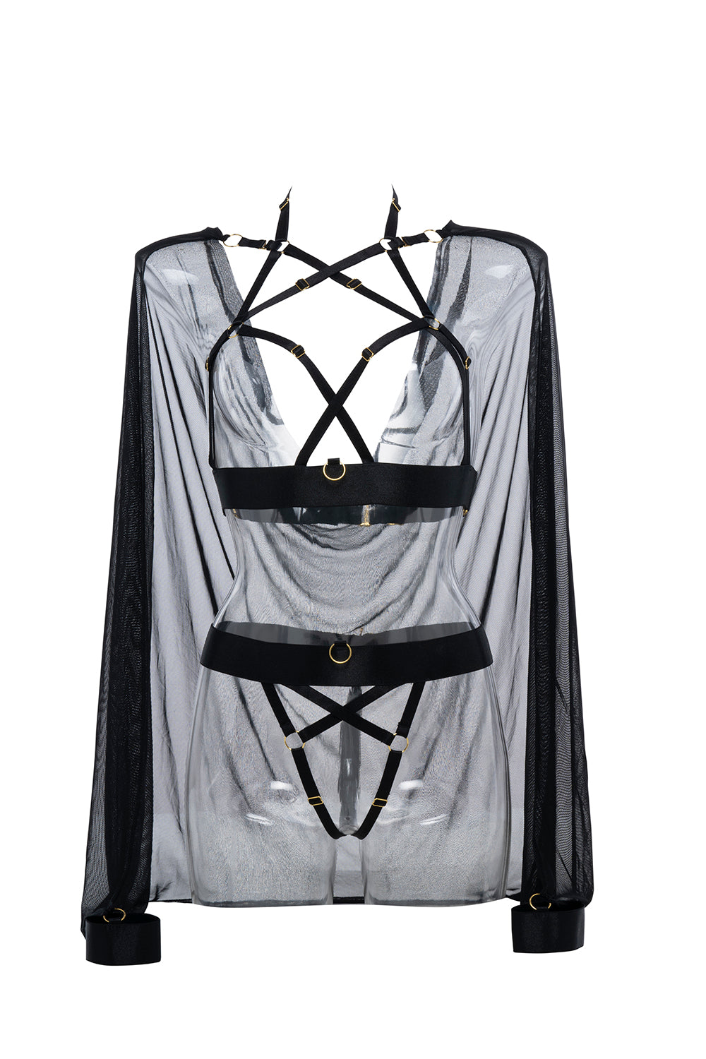 Sweet Little Lies Cape, Harness Top and Panty Set