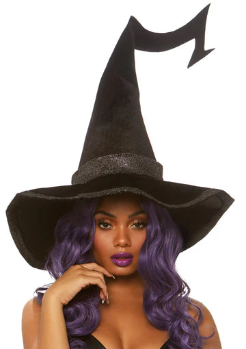 Bewitched Velvet Witch Hat w/ Glitter Trim