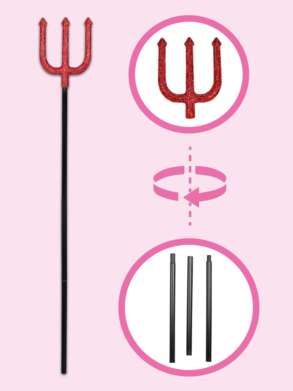 Detachable Rhinestone Pitchfork