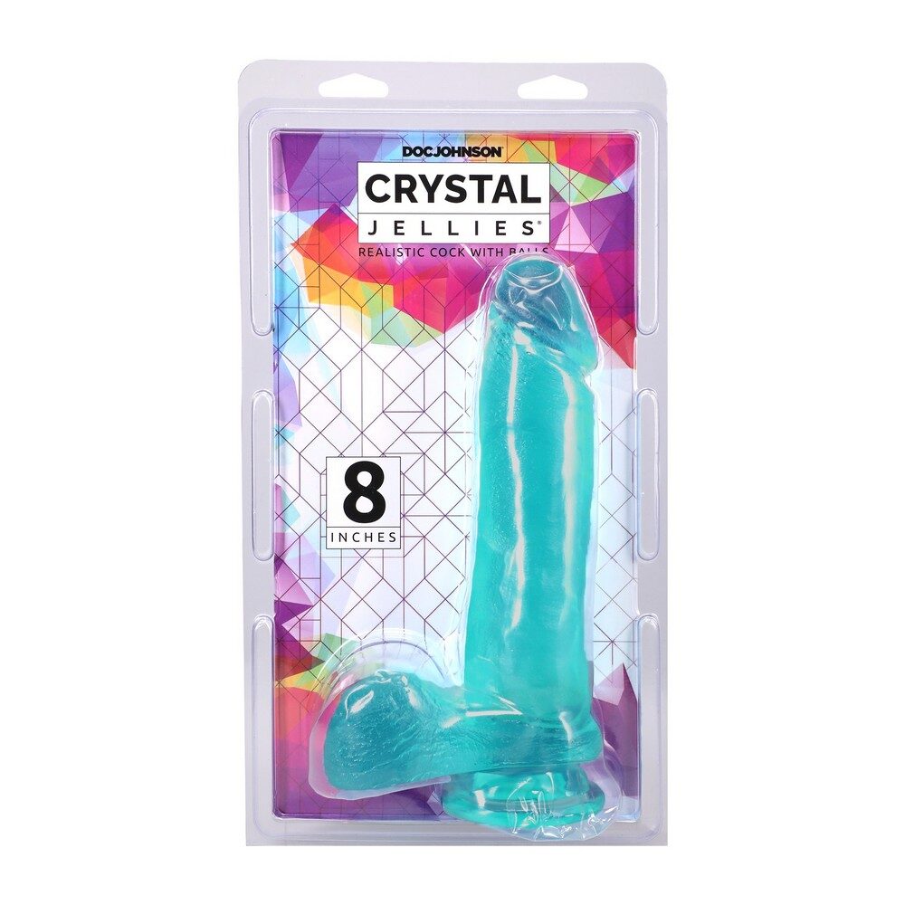 Crystal Jellies 8" Teal Cock with Balls