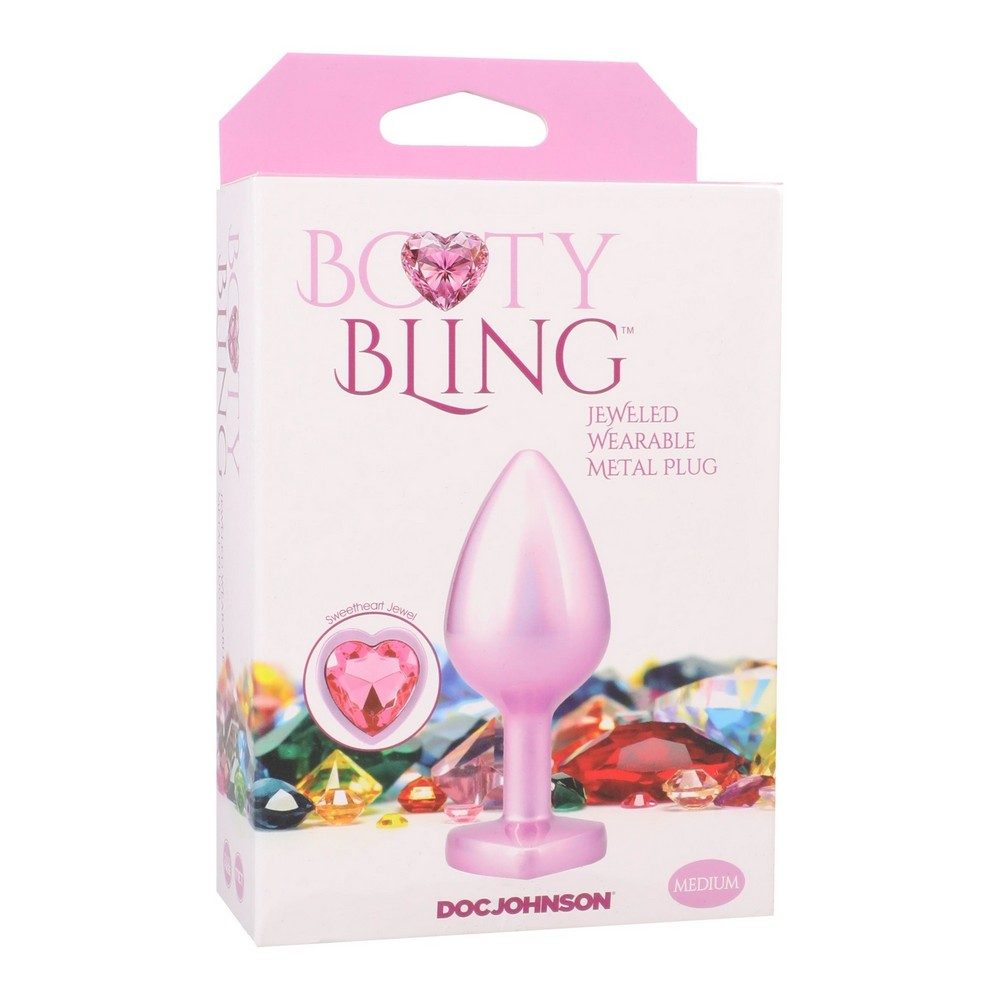 Booty Bling Heart Diamond Plug Medium Pink