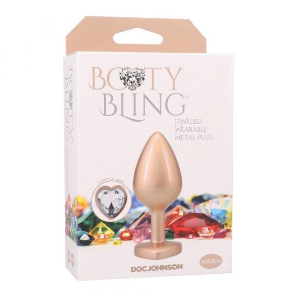 Booty Bling Heart Diamond Plug Medium Gold