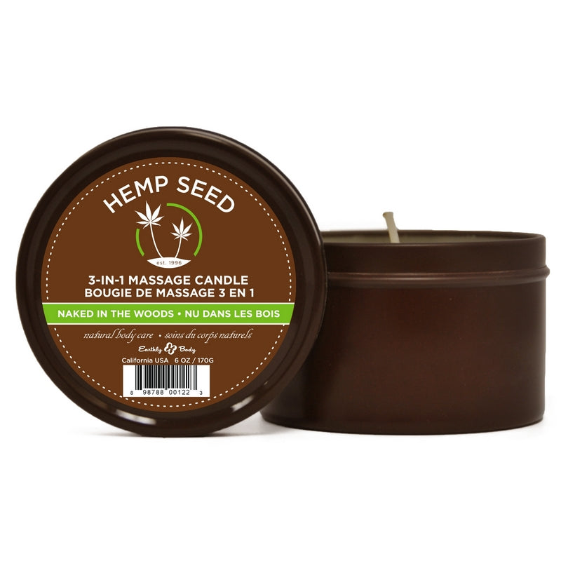6.8 oz. Round Tin Massage Candle Naked in the Woods