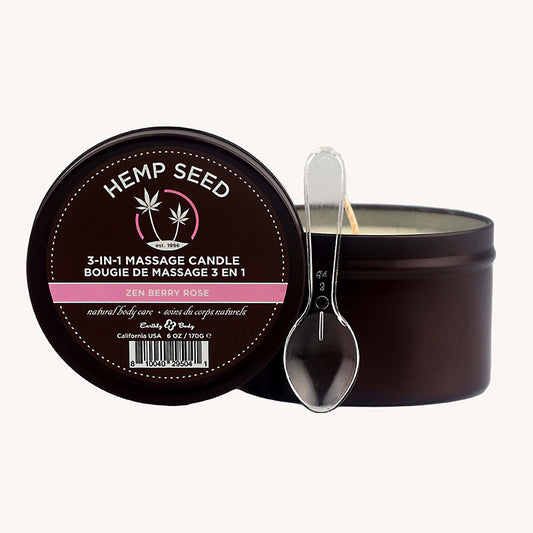 3 in 1  Round Tin Massage Candle 6.8 oz. Zen Berry Rose