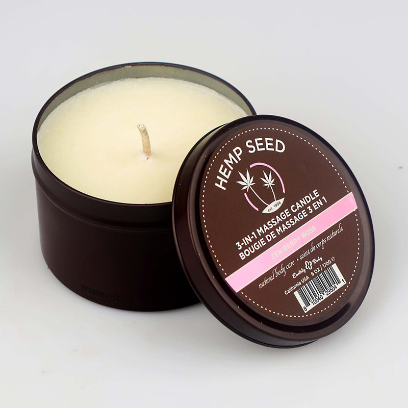 3 in 1  Round Tin Massage Candle 6.8 oz. Zen Berry Rose