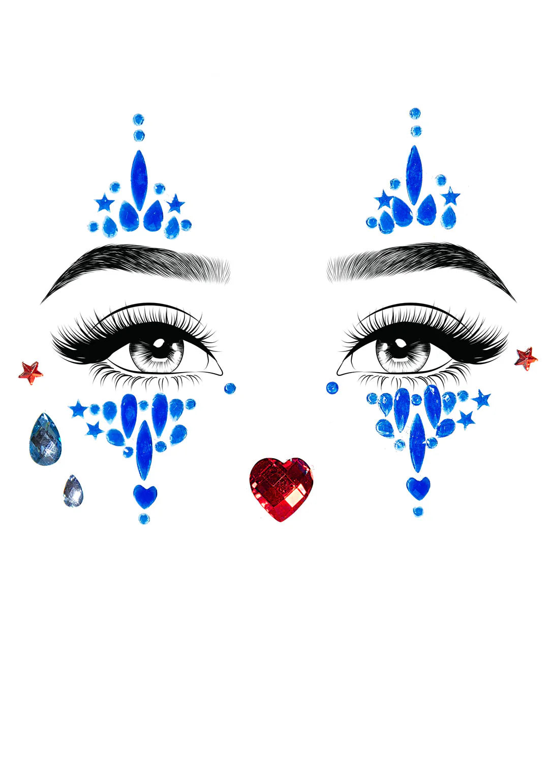 Harlequin Adhesive Face Jewels Sticker