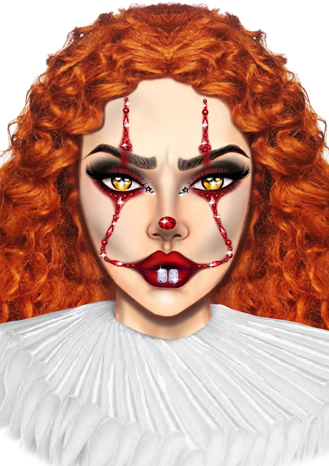 Clown Adhesive Face Jewels Sticker