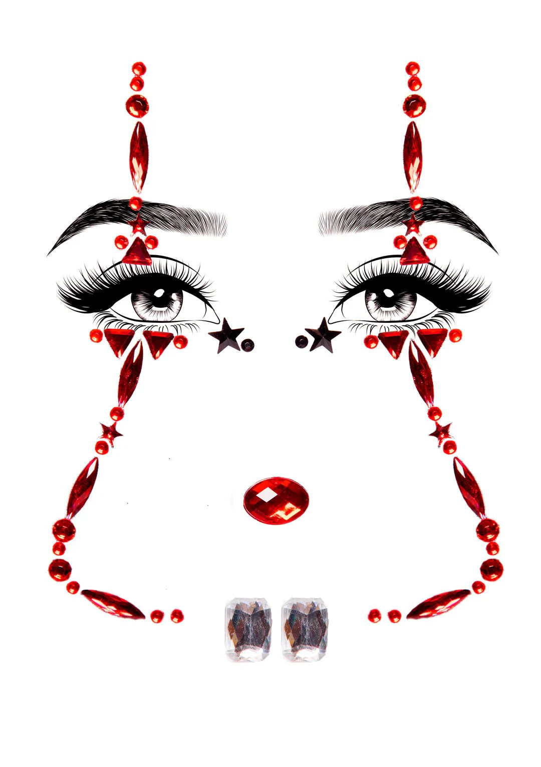Clown Adhesive Face Jewels Sticker