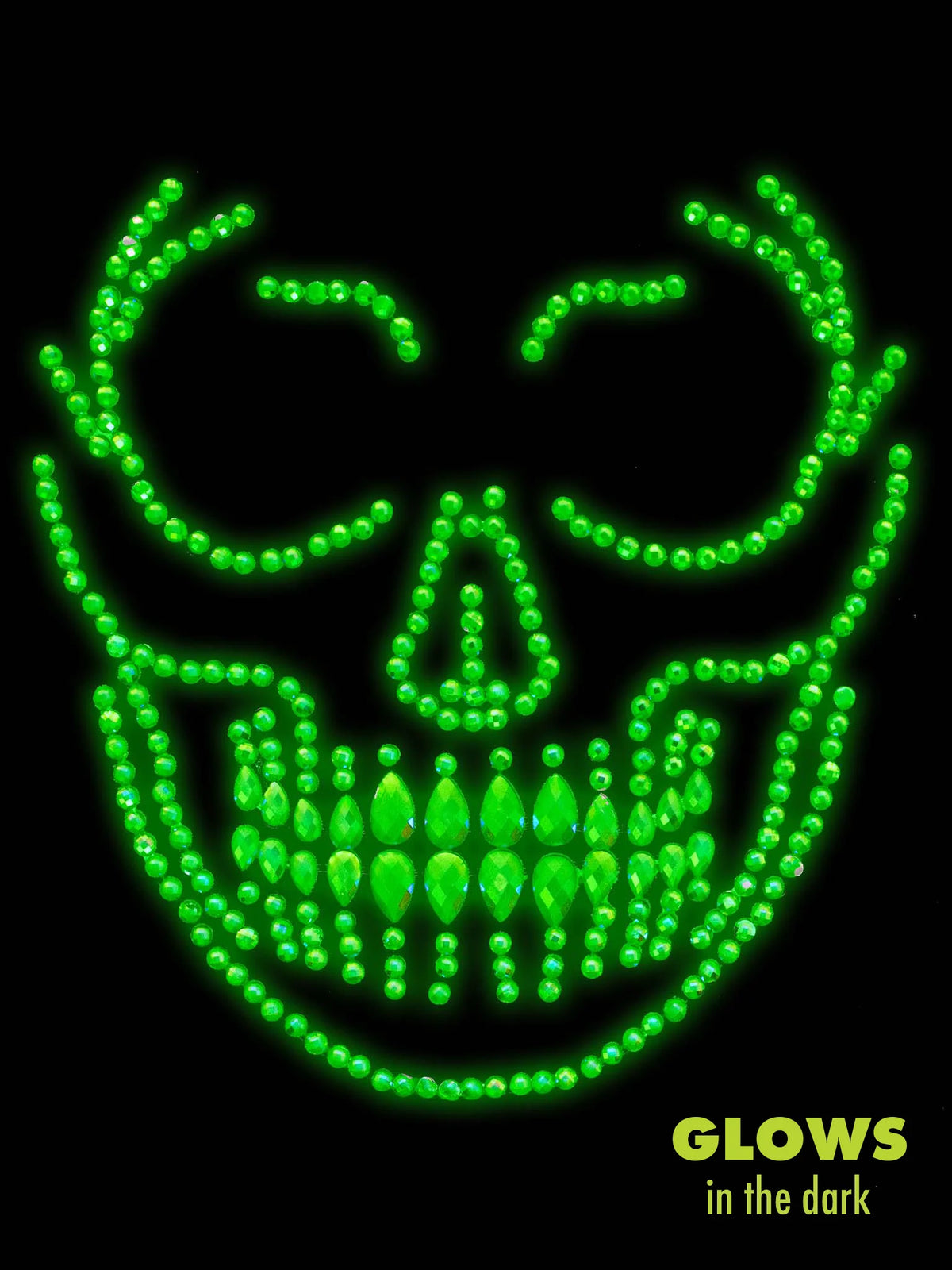 Glow In The Dark Skull Face Jewels Sticker