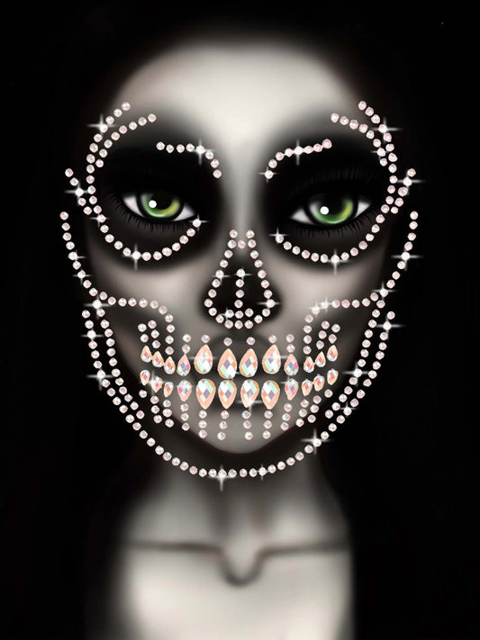 Glow In The Dark Skull Face Jewels Sticker