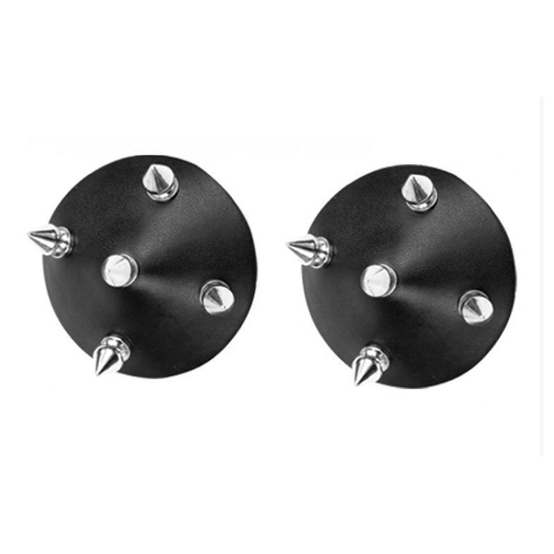 Temptress Leather Pasties with Studs Black
