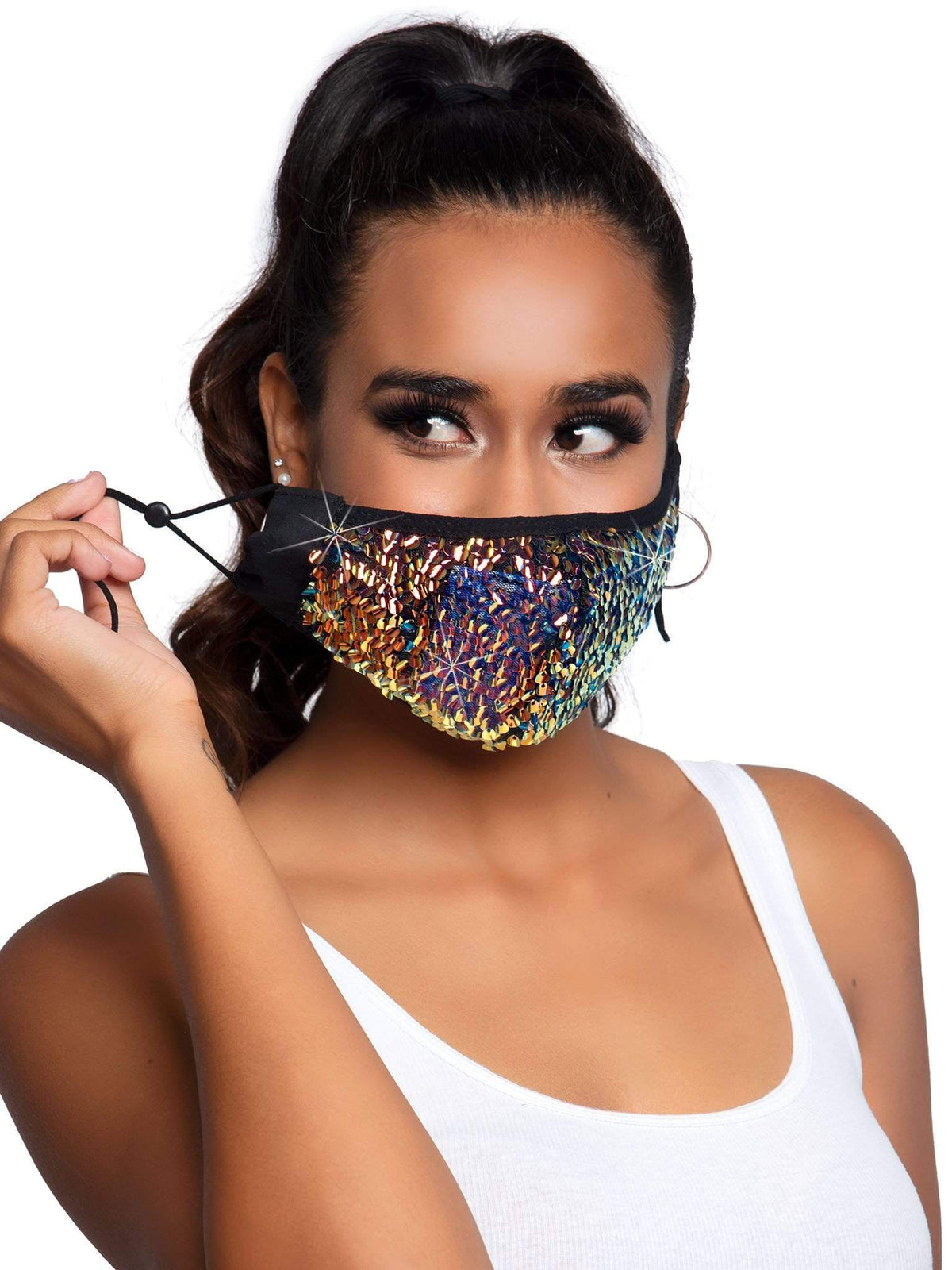 Lark Sequin Face Mask Black
