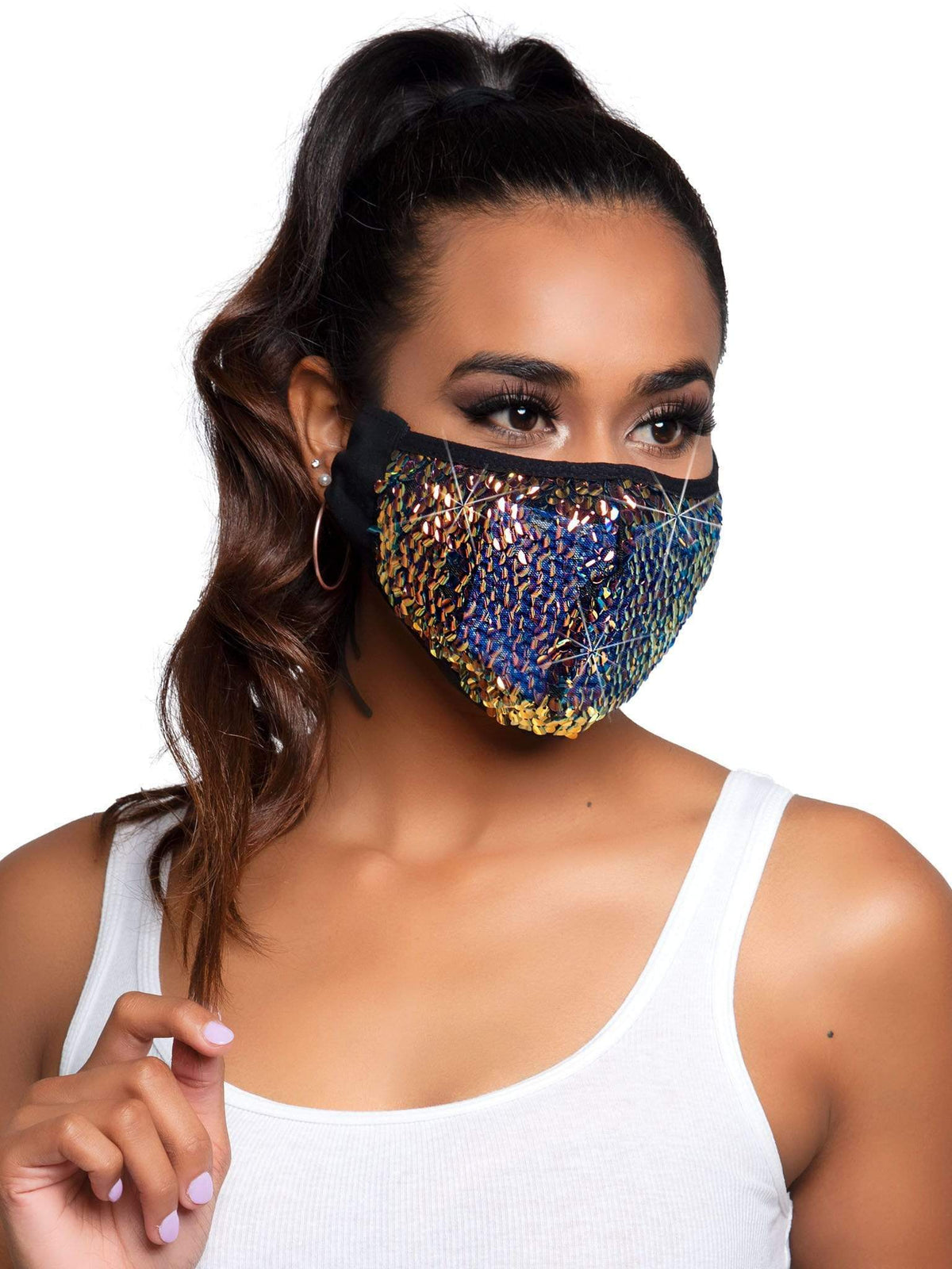 Lark Sequin Face Mask Black